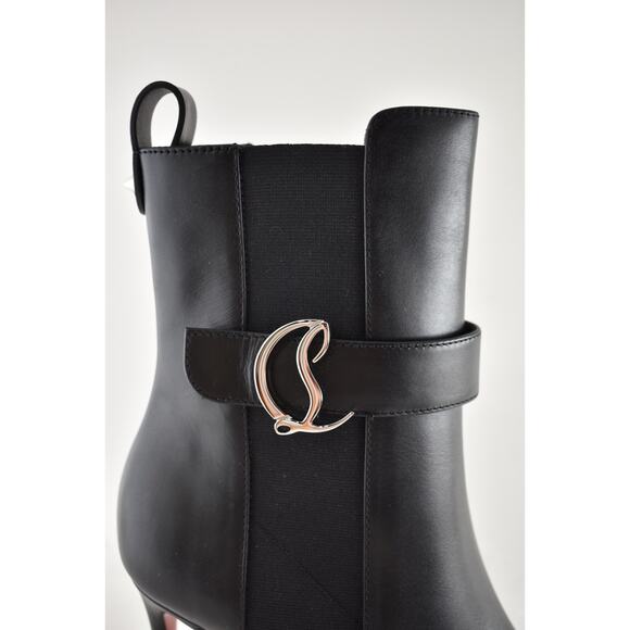 Christian Louboutin SO CL Chelsea Booty 85 Black Leather Ankle Heel Bootie 37.5 - Picture 6 of 14